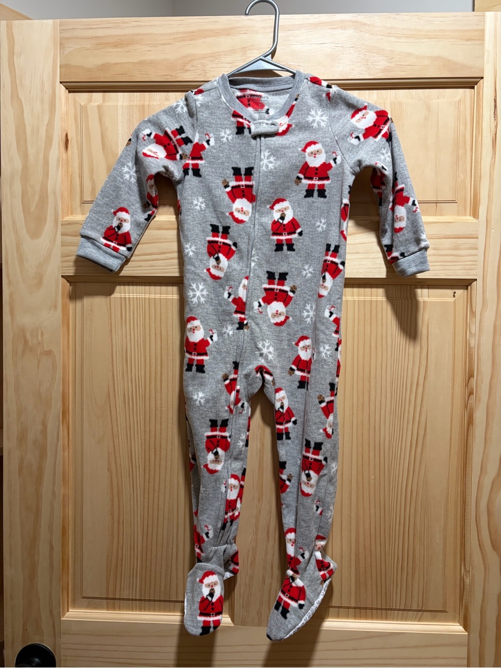Carter's Santa Print Footed Christmas Pajamas NWOT